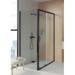 Mampara de ducha Angular Negro F2 -Anti-cal 1 Fija + 1...