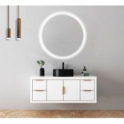 Espejo Baño Redondo Led, Antivaho, Luz Fría-Mod. Belgica