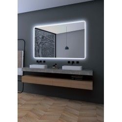 Espejo Baño Rectangular Led, Antivaho, Luz Fría-Mod. Praga