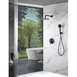 CONJUNTO DUCHA EMPOTRADO BÉLGICA MONOMANDO NEGRO MATE