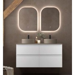 Mueble Baño Blanco 120 cm - 4 Cajones + Encimera + 2 Lavabos
