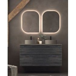 Mueble Baño Madera 120 cm - 2 Cajones + Encimera + 2 Lavabos