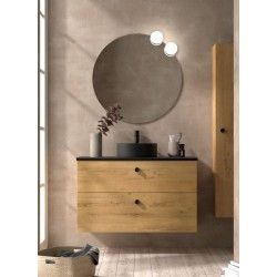 Mueble de Baño 90 cm. 2 Cajones + Encimera Negra + 1...