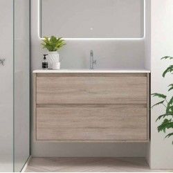 Mueble de Baño 80 cm. 2 Cajones + 1 Lavabo porcelana blanca