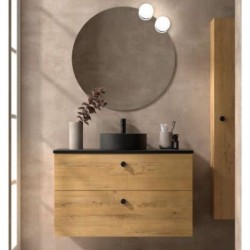 Mueble de Baño 80 cm. 2 Cajones + Encimera Negra + 1...