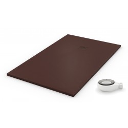 plato de ducha marron chocolate con rejilla mismo color