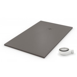 plato de ducha gris con rejilla gris