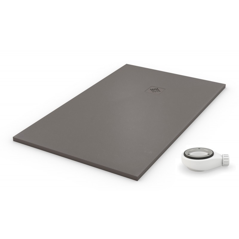 plato de ducha gris con rejilla gris