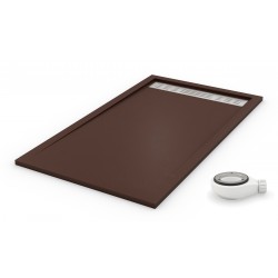 plato de ducha marron chocolate y rejilla inoxidable