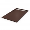 plato de ducha marron chocolate y rejilla inoxidable