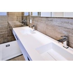 Encimera Miami + 2 Lavabo + Faldón Solid Surface