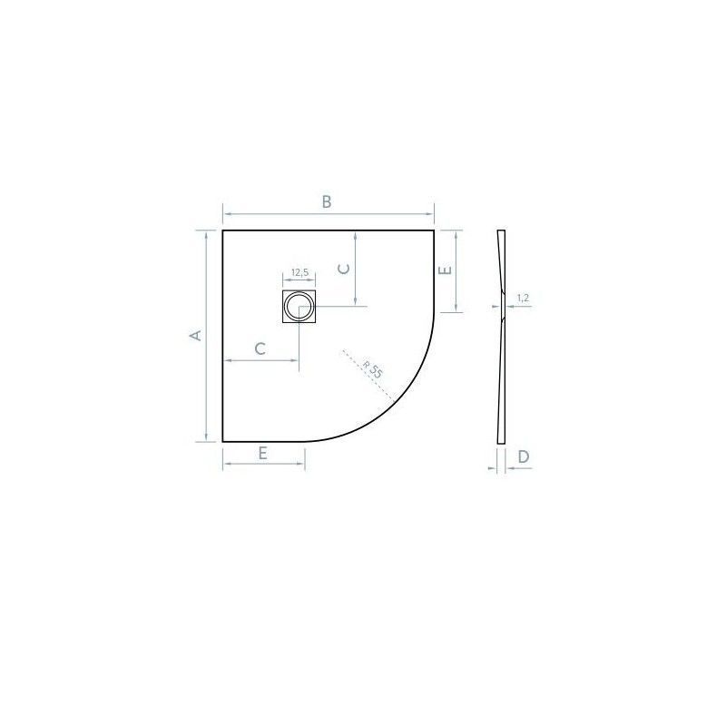 plano plato de ducha semicircular blanco