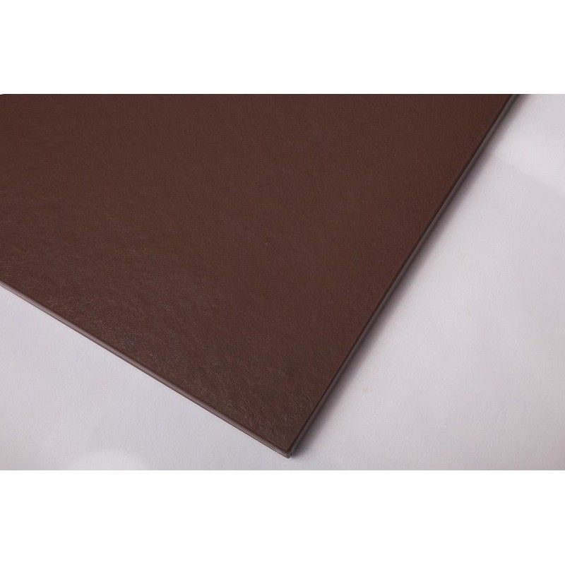 plato de ducha marron chocolate y rejilla inoxidable